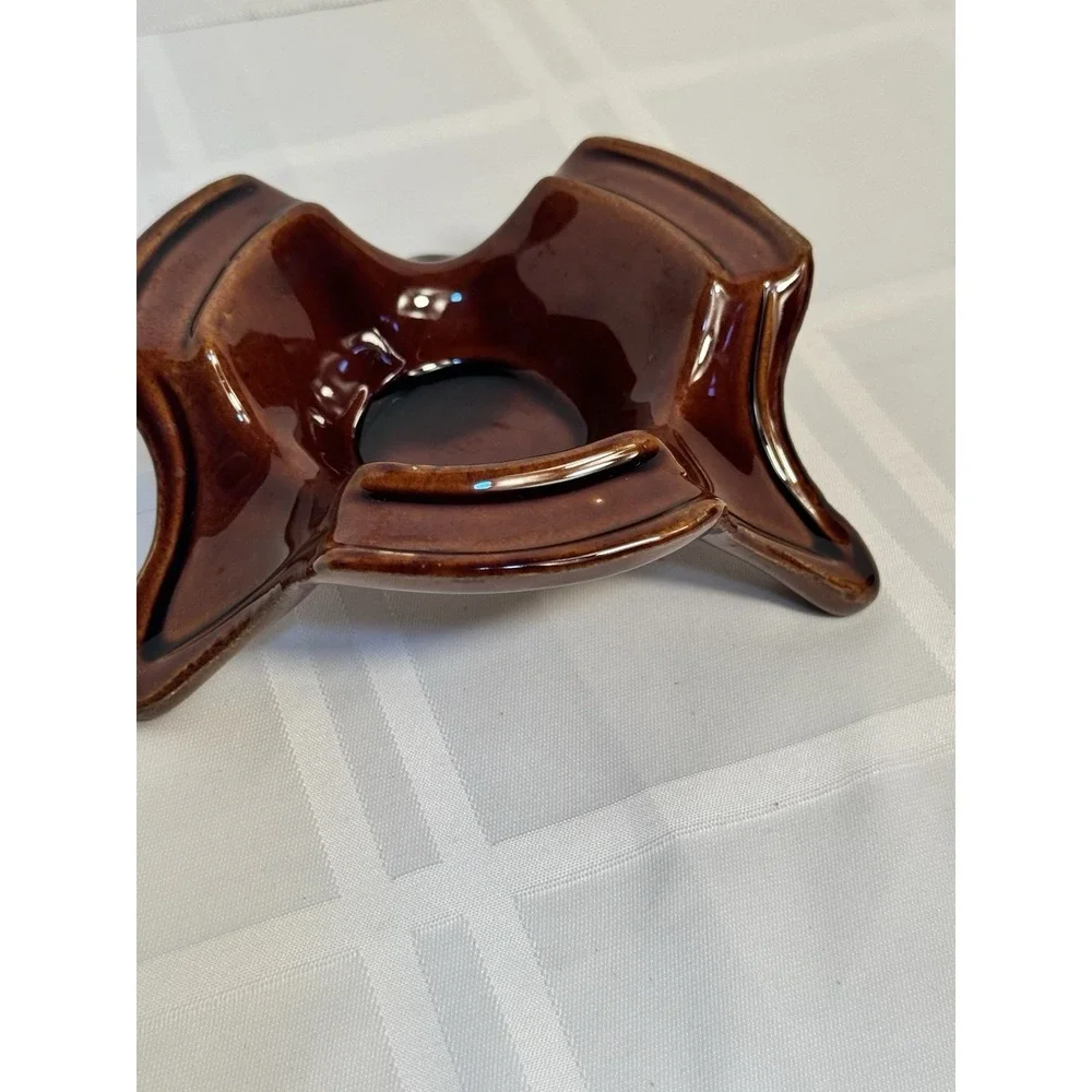Vintage Kathy Kale USA Brown Glaze Pottery‎ Candle Warner/ Tea Light 1960's